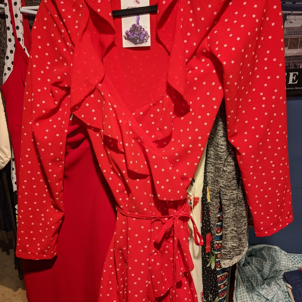Red Star-Patterned Mini Dress